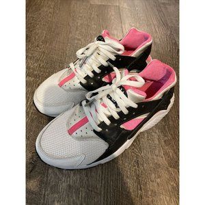 NIKE AIR HUARACHE RUN Girls 6.5 Y WHITE BLACK HYPER PINK